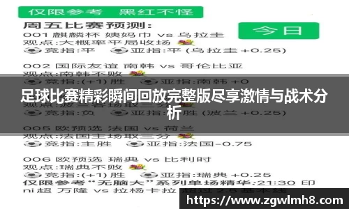 足球比赛精彩瞬间回放完整版尽享激情与战术分析